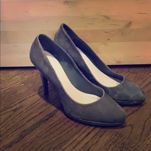 Gray suede heels